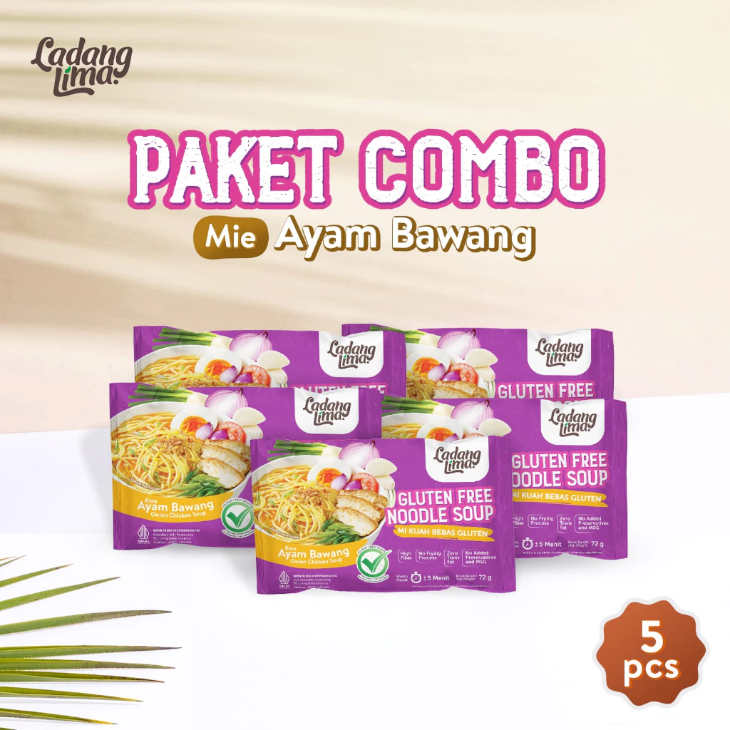 5 pcs Mie Ayam Bawang Gluten Free Ladang Lima
