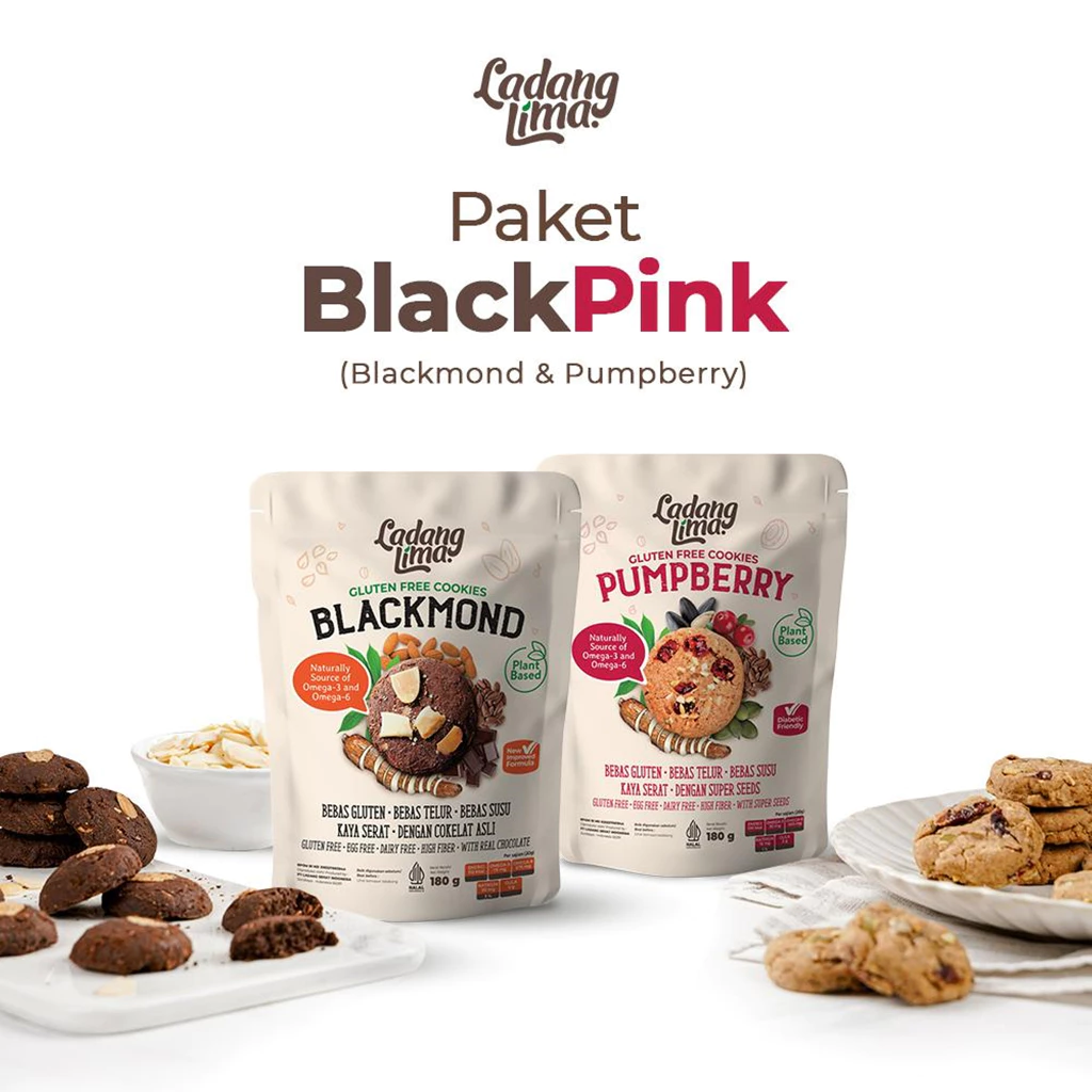 Paket Blackpink (Blackmond 180gr & Pumpberry 180gr) - Cookies Gluten Free Snack With Protein Ladang Lima